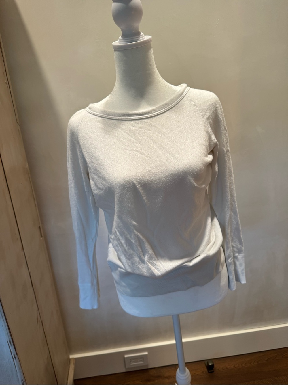 James Perse White Long-Sleeve Crewneck Top